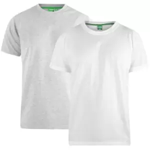 Duke Mens Fenton D555 Round Neck T-Shirts (Pack Of 2) (XXL) (Grey/White)