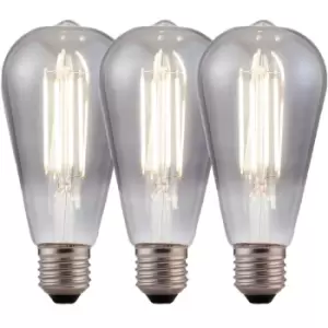 Harperliving - Harper Living 8 Watts ST64 E27 LED Bulb Smoked Cool White Dimmable, Pack of 3