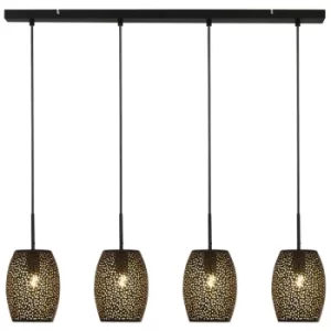 Searchlight Laser 4 Light Bar Pendant, Black And Gold