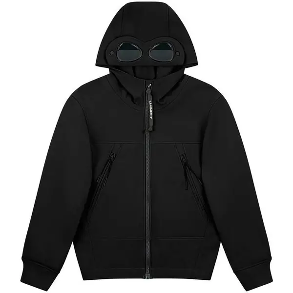 CP COMPANY Boys Softshell Goggle Hooded Jacket - Black 1 - 2 Years