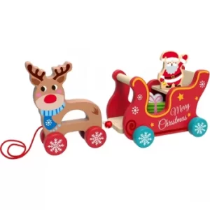 Wooden Reindeer Cart Pull Along Toy