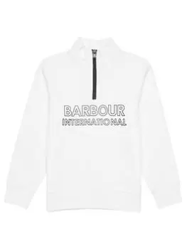 Barbour International Boys Halt Half Zip Sweat Top - White, Size 6-7 Years