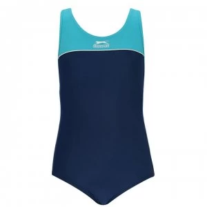 Slazenger Racer Back Swimsuit Girls - Navy