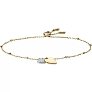 Ladies Fossil Sutton Mommy and Me Two-Tone Stainless Steel Heart Chain Bracelet