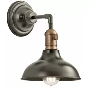 Loops - Wall Light Retro Industrial Wide Bell Shade Olde Bronze LED E27 60W