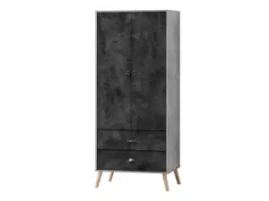 Seconique Nordic Concrete Effect 2 Door 2 Drawer Wardrobe