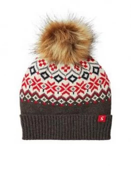 Joules Swirlton Fairisle Hat With Pom