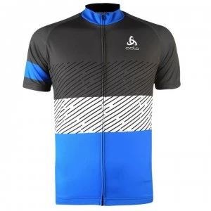 Odlo Mens Active Short Sleeve Cycling Jersey - Black/Blue