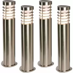 4 pack Modern Outdoor Stainless Steel Post Light - 10.5W E27 LED - 500mm Height