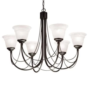 6 Light Multi Arm Chandelier Black Finish - Glass Shades Not Included, E14