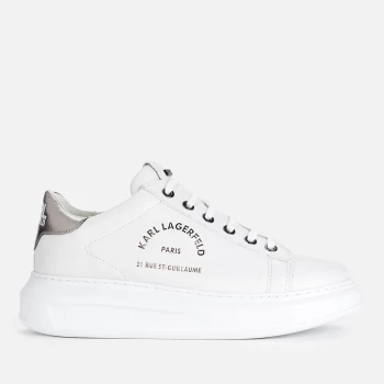 KARL LAGERFELD Womens Kapri Maison Leather Chunky Trainers - White/Silver - UK 8