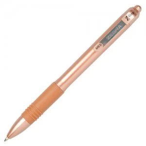 Zebra Z Grip Smooth Rose Gold Retractable Ballpoint BK PK12