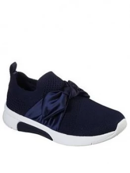 Skechers Girls Debbie Bow Slip On Trainers - Navy