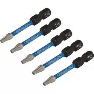 Draper Expert Impact Torx Screwdriver Bits T15 50mm Pack of 5