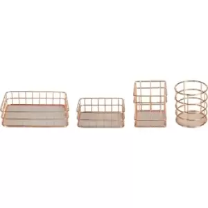 Rose Gold Organisation Baskets - Set of 4 M&W - Rose Gold