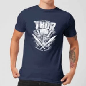 Marvel Thor Ragnarok Thor Hammer Logo Mens T-Shirt - Navy - M