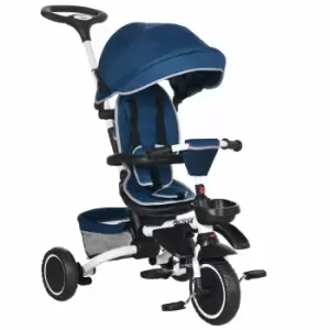 Homcom Multifunctional Baby Trike With Rotatable Seat, Push Handle - Blue