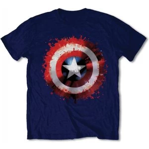 Marvel Comics - Captain America Splat Shield Mens Medium T-Shirt - Blue