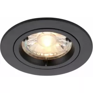 Loops - Recessed Fixed Ceiling Downlight - Dimmable 50W GU10 Reflector - Matt Black