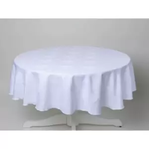 Damask Rose Tablecloth 54 Round For Dining Table Easycare - White