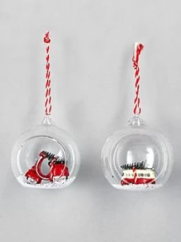 Sass & Belle Set Of 2 Xmas Scooter And Campervan Christmas Tree Decorations