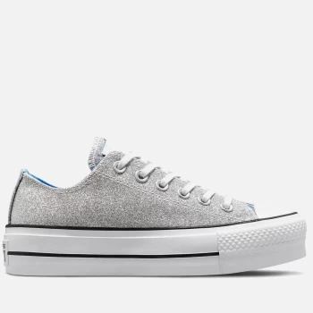 Converse Womens Chuck Taylor All Star Hybrid Shine Lift Ox Trainers - Silver/University Blue/White - UK 8