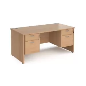 Office Desk Rectangular Desk 1600mm With Double Pedestal Beech Top And Panel End Leg 800mm Depth Maestro 25 MP16P22B