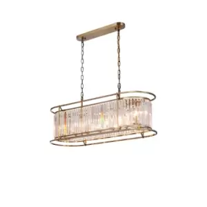 Guilford Oval Ceiling Pendant, 7 Light E14, Antique Brass, Clear