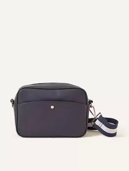 Accessorize Stripe Webbing Strap Camera Bag, Navy, Women