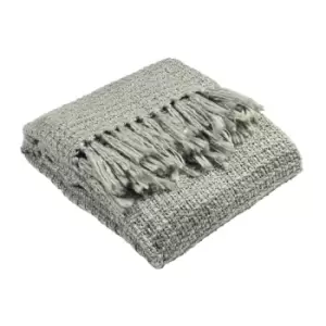 Paoletti Boden Fringed Throw Acrylic Light Grey