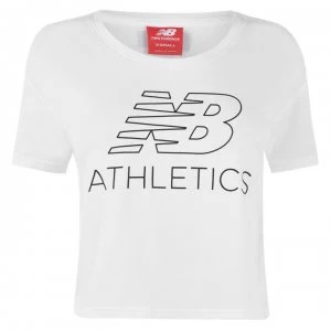 New Balance Crop T Shirt Ladies - White