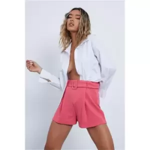 I Saw It First Hot Pink Belted Tailored Shorts - Pink