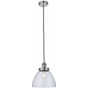 Ceiling Pendant Light - Brushed Silver Paint & Clear Glass - 40W E27 - Dimmable