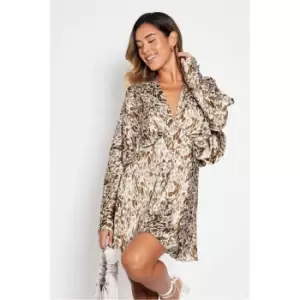 I Saw It First Woven Animal Batwing Tie Back Shift Dress - Green