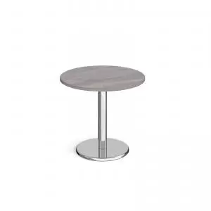 Pisa circular dining table with round chrome base 800mm - grey oak