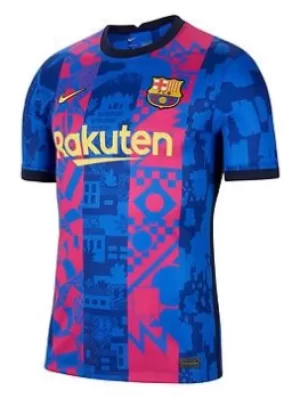 Nike Mens Barcelona 21/22 Third Short Sleeved Stadium Jersey, Blue Size XL Men