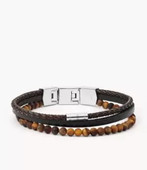 Fossil Men Warm Tones Tiger's Eye Multi-Strand Bracelet