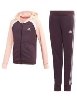 Adidas Girls Hood Cotton Tracksuit - Purple