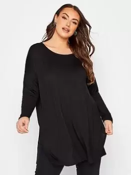 Yours Long Sleeve Oversized Tee Black, Size 38-40, Women