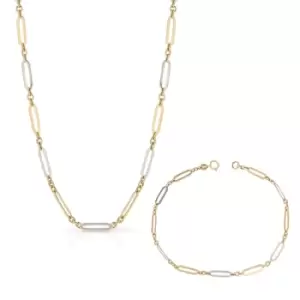 JG Fine Jewellery 9ct Yellow & White Gold Elongated Link Jewellery Set