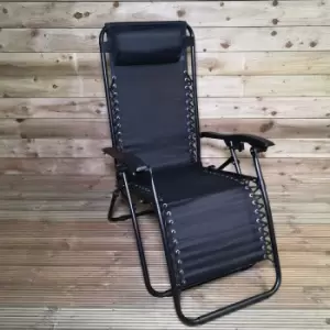 Multi Position Textoline Garden Relaxer Chair Lounger - All Black