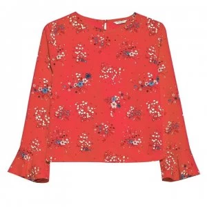 Jack Wills Rosamunde High Neck Print Top - Red