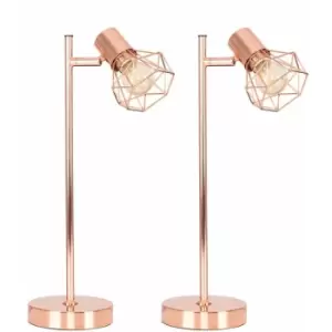 Minisun - 2 x Desk Lamps in a Copper Finish - No Bulb