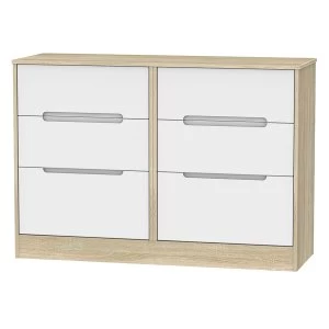 Robert Dyas Barquero Ready Assembled 6-Drawer Midi Chest - Pine/White Gloss