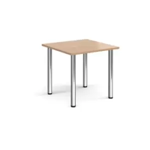 Rectangular chrome radial leg meeting table 800mm x 800mm - beech