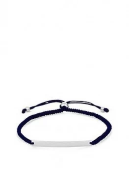 Simply Silver Sterling Silver Personalised Engravable Bar Adjustable Navy Toggle Bracelet