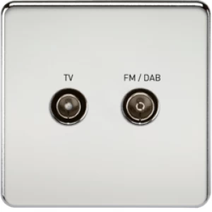 KnightsBridge Screened Diplex TV and FM DAB Outlet 1G Screwless Polished Chrome Wall Plate - Switch