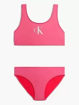 Calvin Klein Girls Bralette CK Bikini Set - Pink, Size Age: 14-16 Years, Women