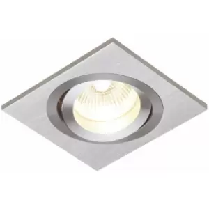 Loops - single Adjustable Tilt Slim Square Ceiling Spotlight Brushed Silver GU10 Lamp