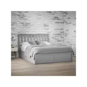 LPD Grey Wooden Double Ottoman Bed - Oxford